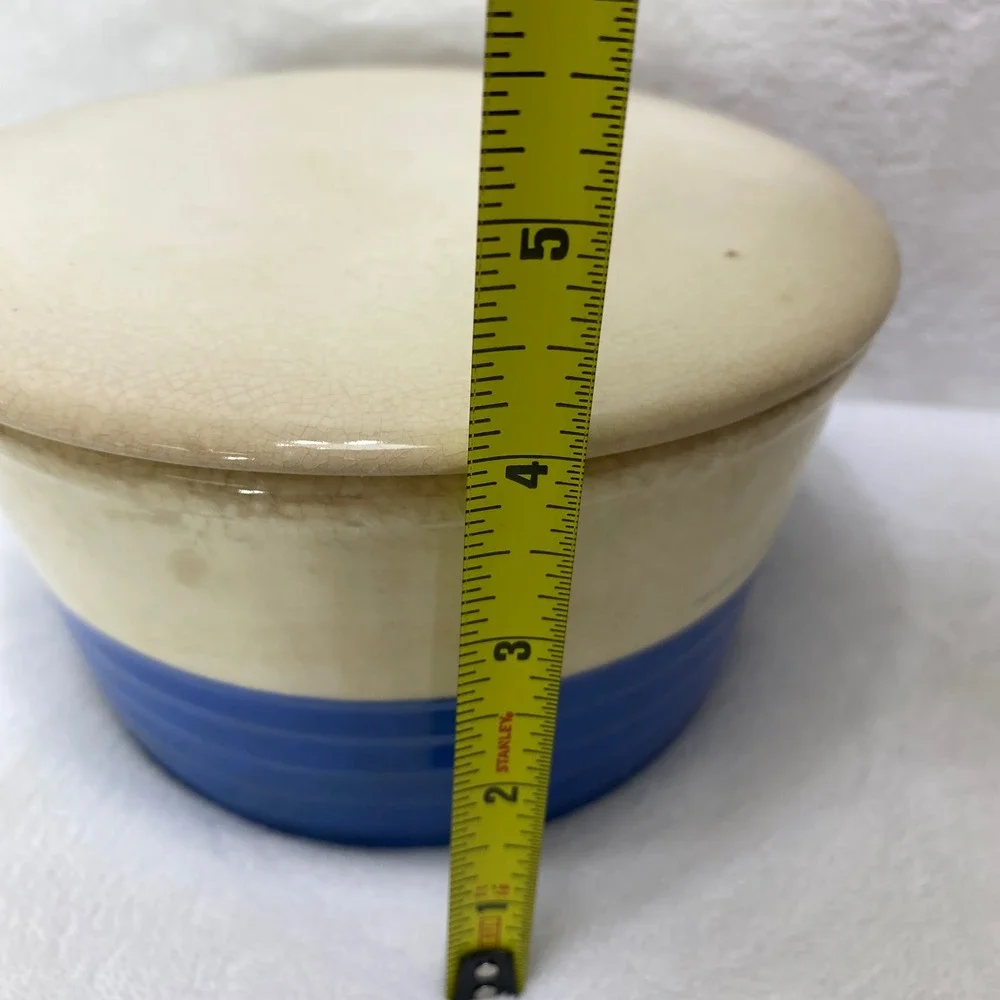 VTG Universal Potteries Cobalt Blue Cream Refrigerator Dish with‎ Lid